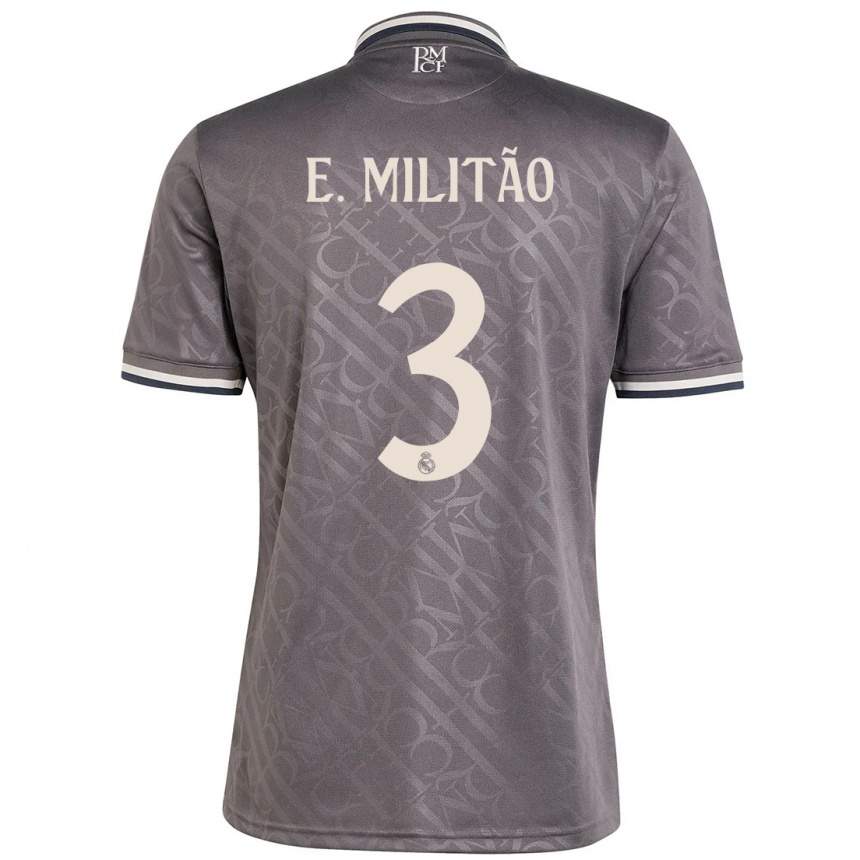 Kids Football Eder Militao #3 Charcoal Third Jersey 2024/25 T-Shirt