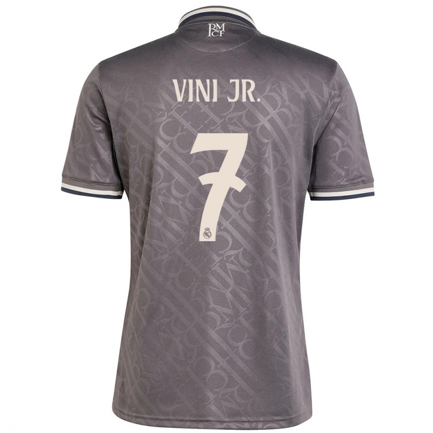 Kids Football Vinicius Junior #7 Charcoal Third Jersey 2024/25 T-Shirt