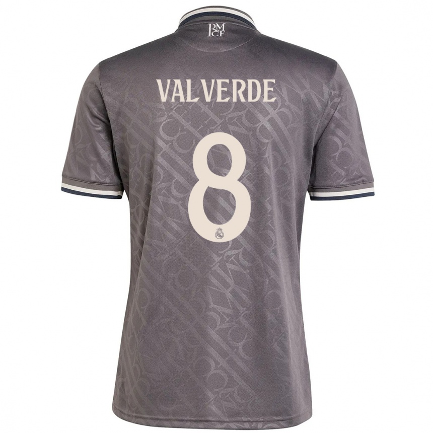 Kids Football Federico Valverde #8 Charcoal Third Jersey 2024/25 T-Shirt