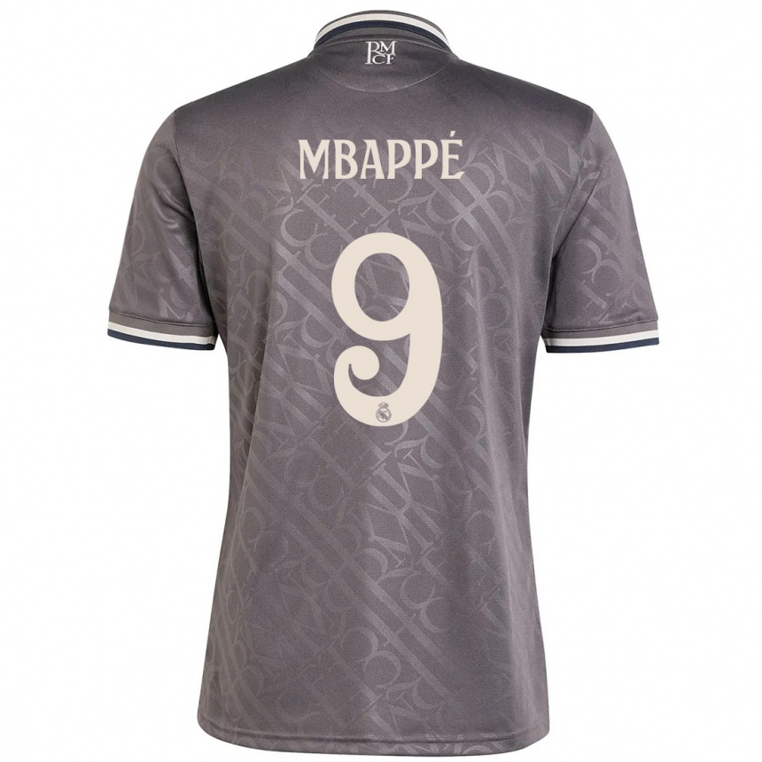 Kids Football Kylian Mbappe #9 Charcoal Third Jersey 2024/25 T-Shirt