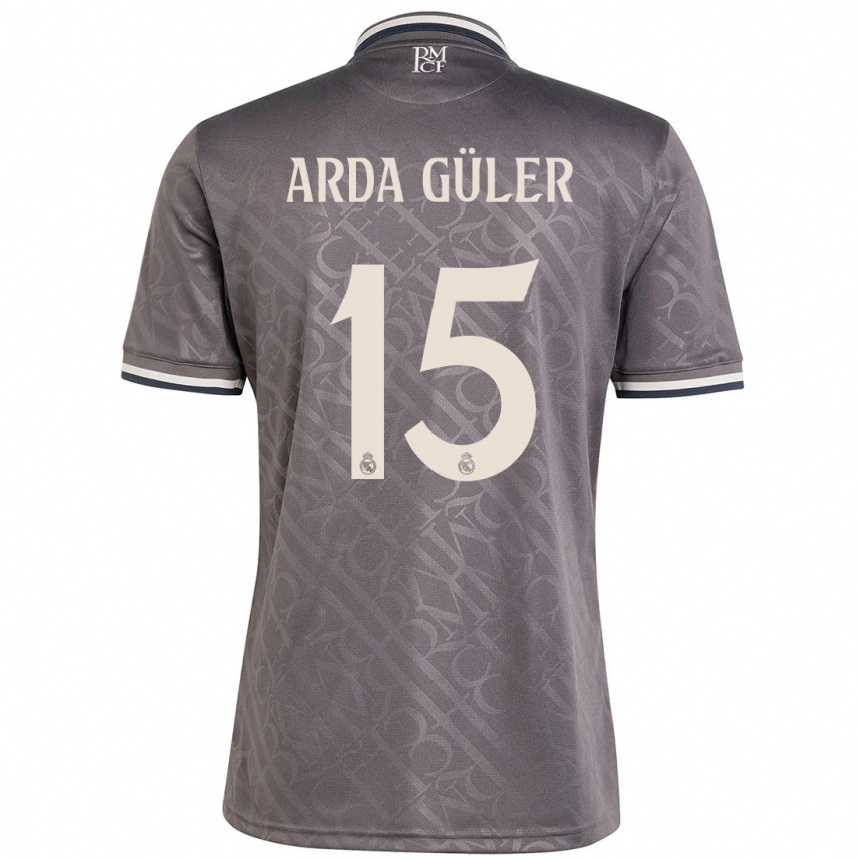 Kids Football Arda Güler #15 Charcoal Third Jersey 2024/25 T-Shirt