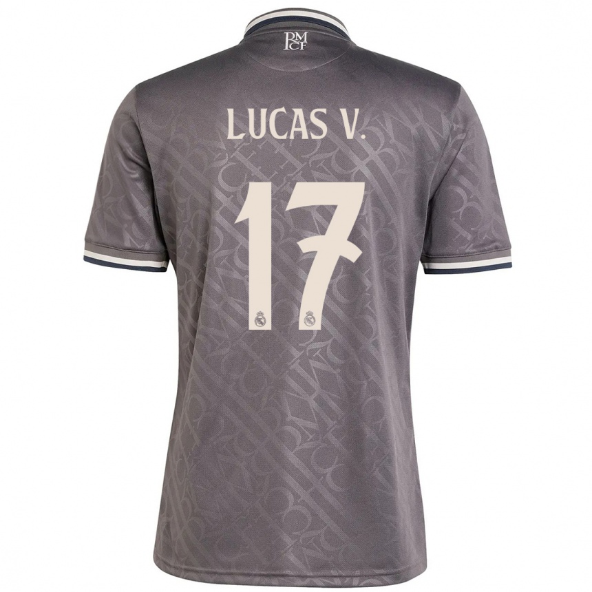 Kids Football Lucas Vazquez #17 Charcoal Third Jersey 2024/25 T-Shirt