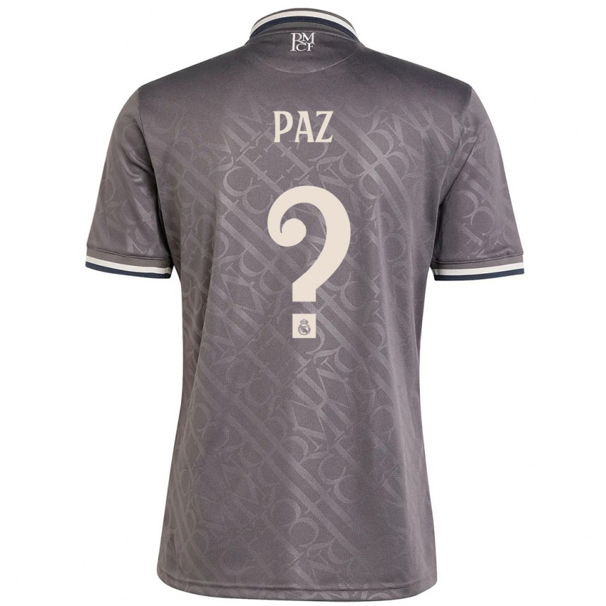 Kids Football Nico Paz #0 Charcoal Third Jersey 2024/25 T-Shirt