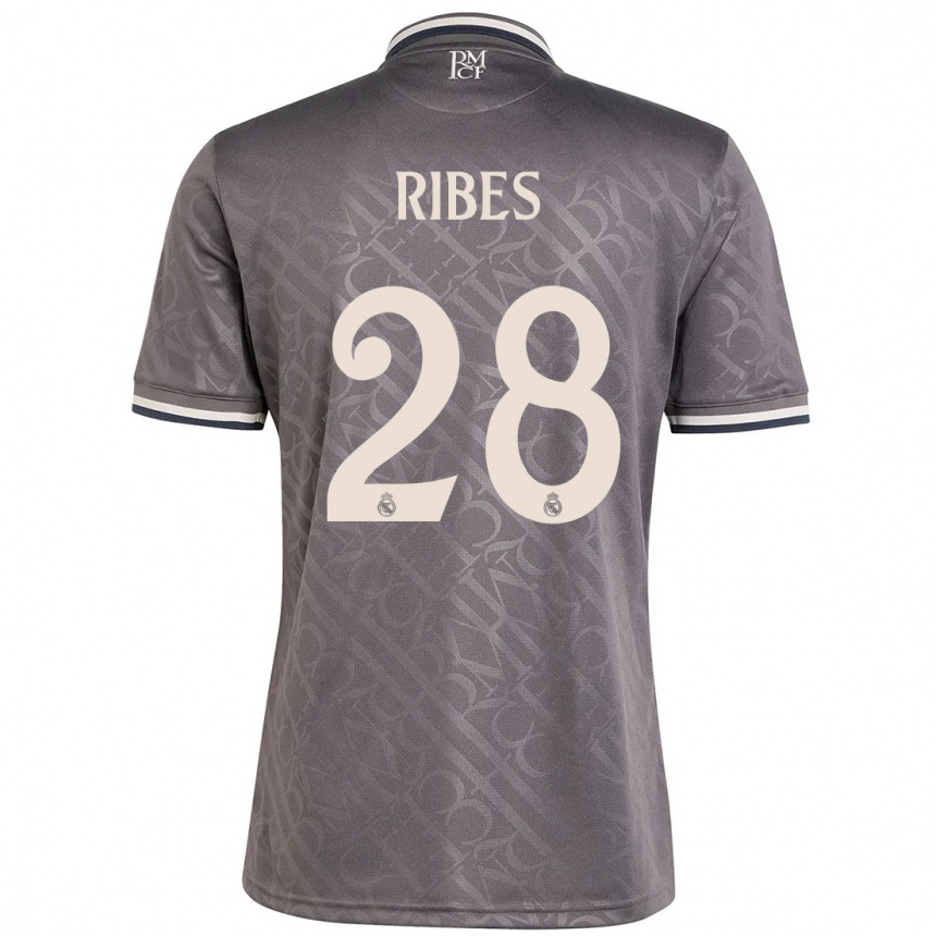 Kids Football Kike Ribes #28 Charcoal Third Jersey 2024/25 T-Shirt