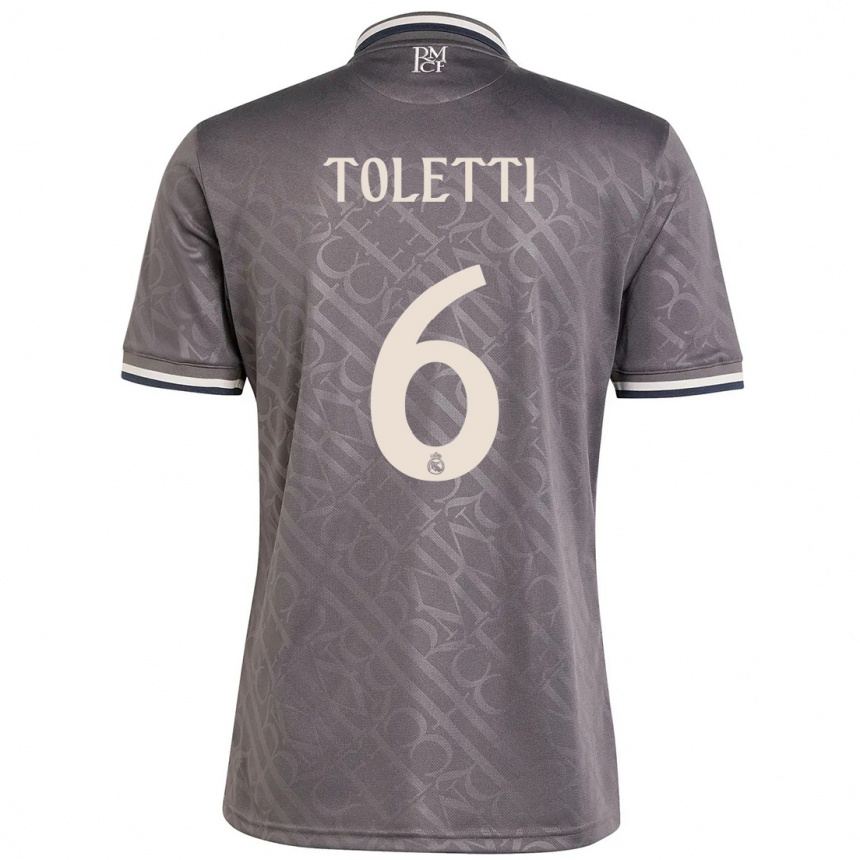 Kids Football Sandie Toletti #6 Charcoal Third Jersey 2024/25 T-Shirt