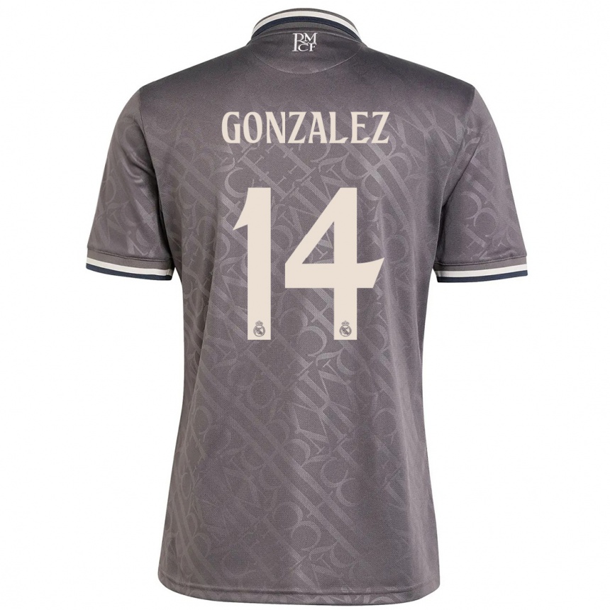 Kids Football David González #14 Charcoal Third Jersey 2024/25 T-Shirt