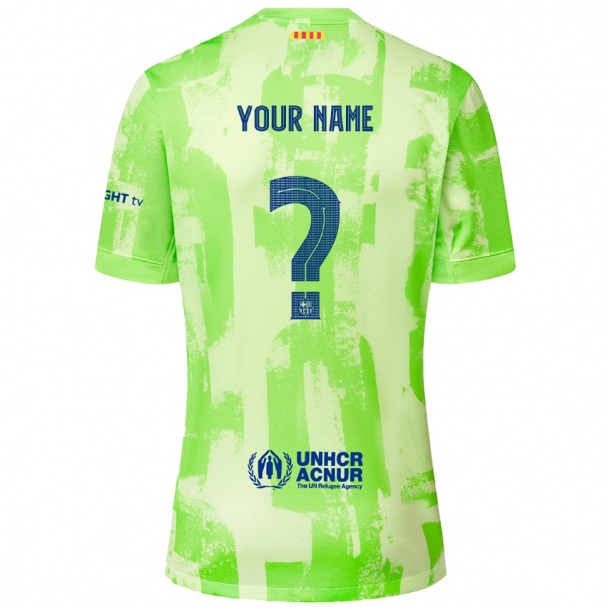 Kids Football Your Name #0 Lime Third Jersey 2024/25 T-Shirt