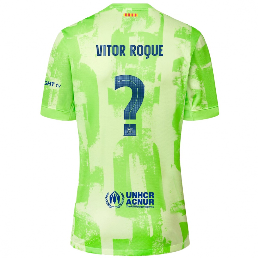 Kids Football Vitor Roque #8 Lime Third Jersey 2024/25 T-Shirt