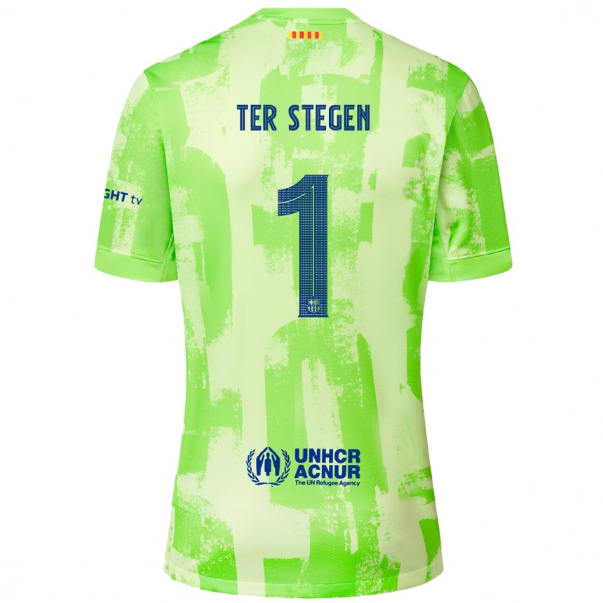 Kids Football Marc-Andre Ter Stegen #1 Lime Third Jersey 2024/25 T-Shirt