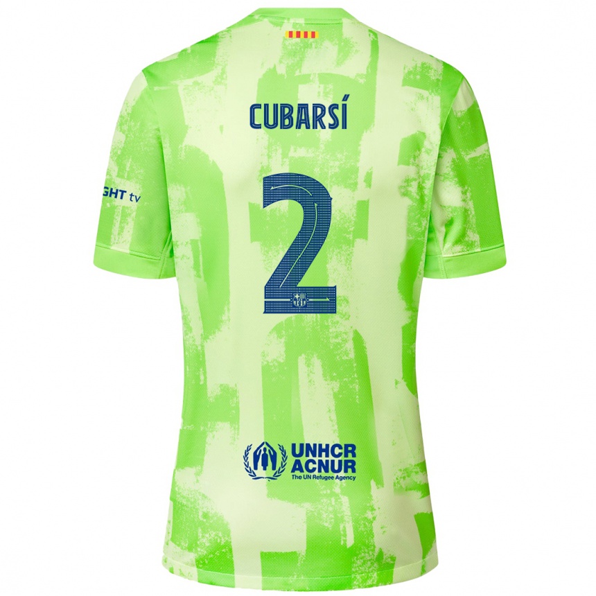 Kids Football Pau Cubarsí #2 Lime Third Jersey 2024/25 T-Shirt