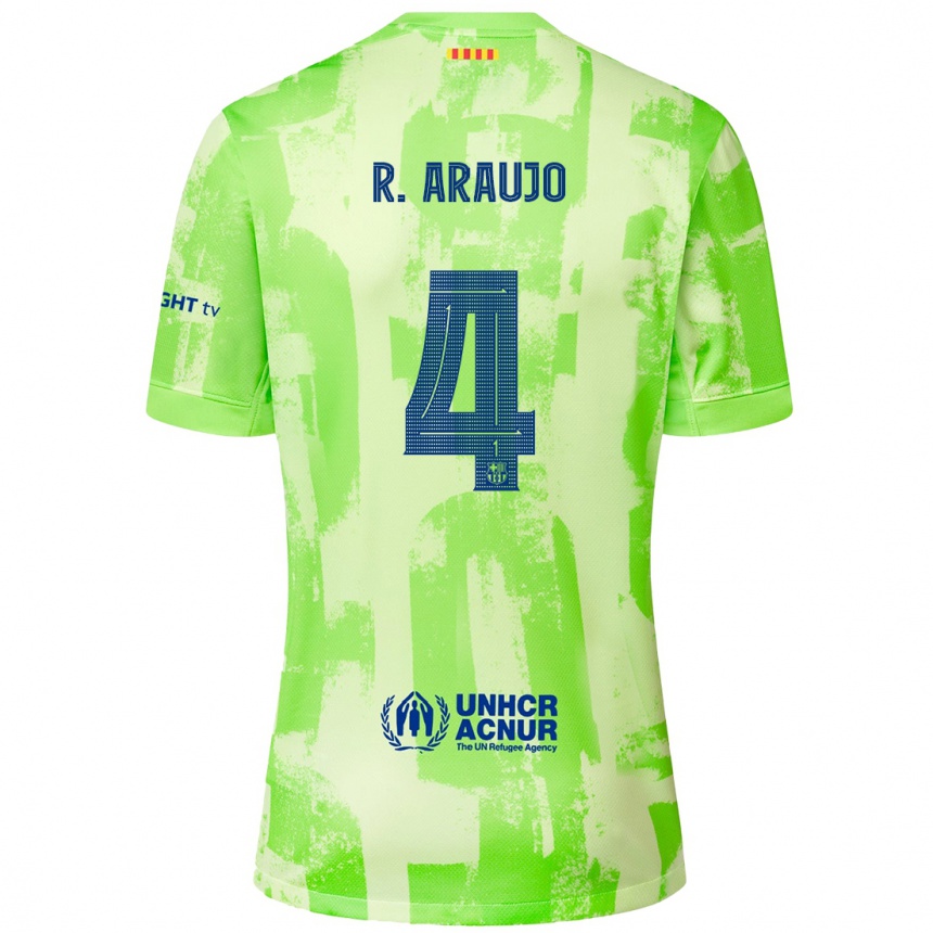 Kids Football Ronald Araujo #4 Lime Third Jersey 2024/25 T-Shirt