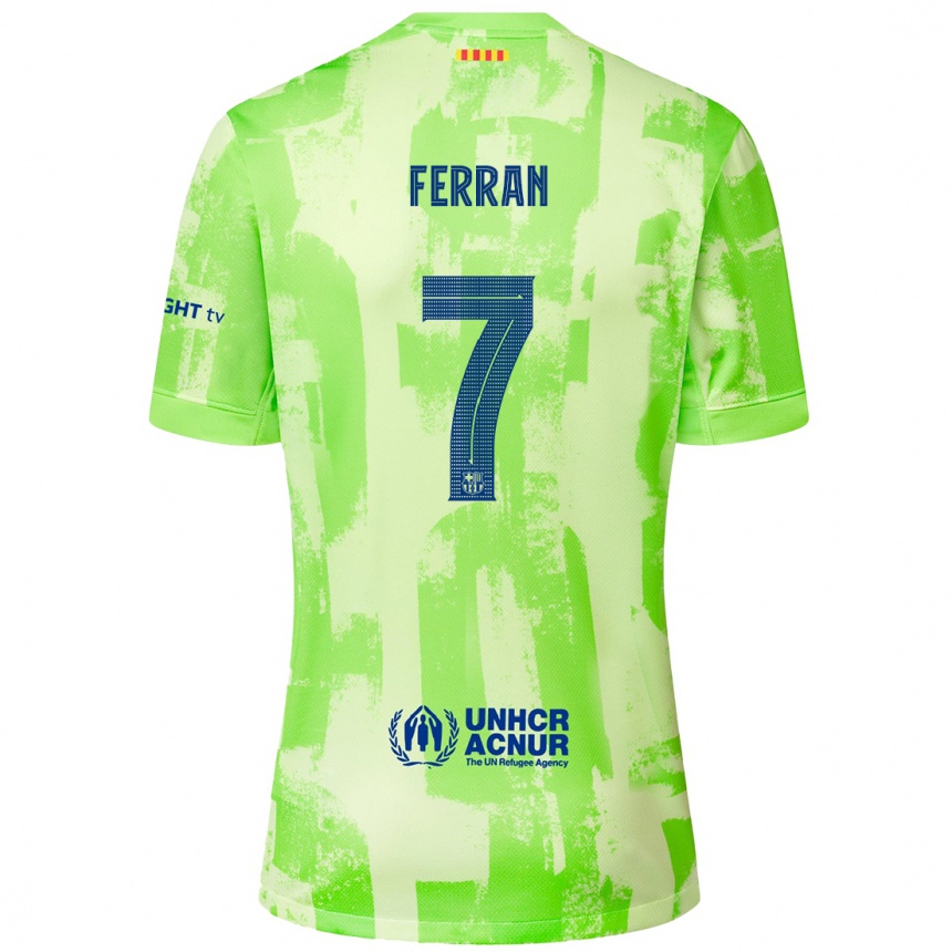 Kids Football Ferran Torres #7 Lime Third Jersey 2024/25 T-Shirt