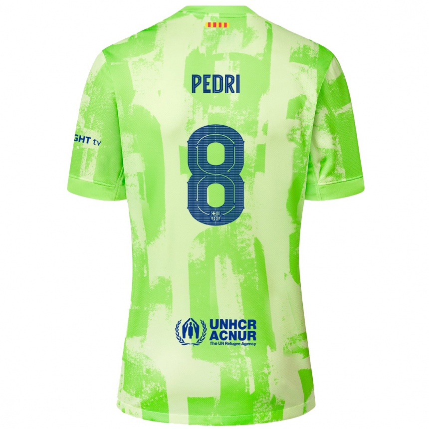 Kids Football Pedri #8 Lime Third Jersey 2024/25 T-Shirt