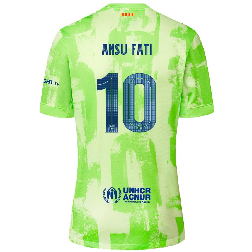 Kids Football Ansu Fati #10 Lime Third Jersey 2024/25 T-Shirt