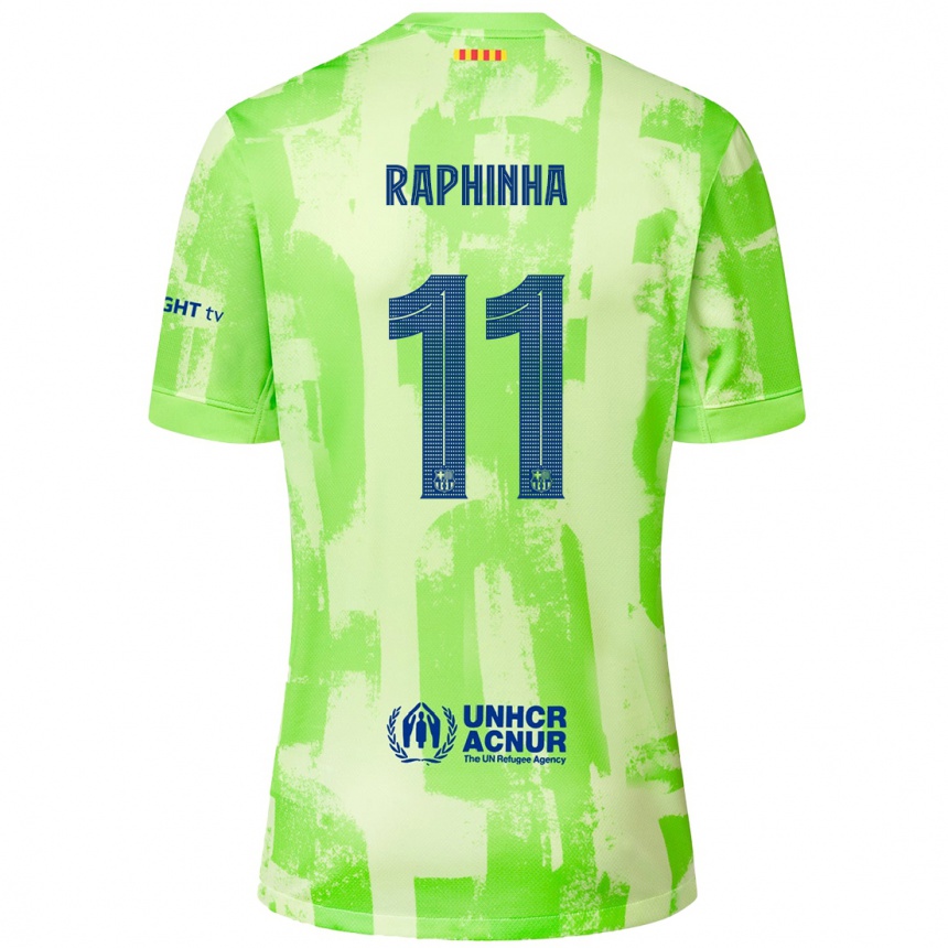 Kids Football Raphinha #11 Lime Third Jersey 2024/25 T-Shirt