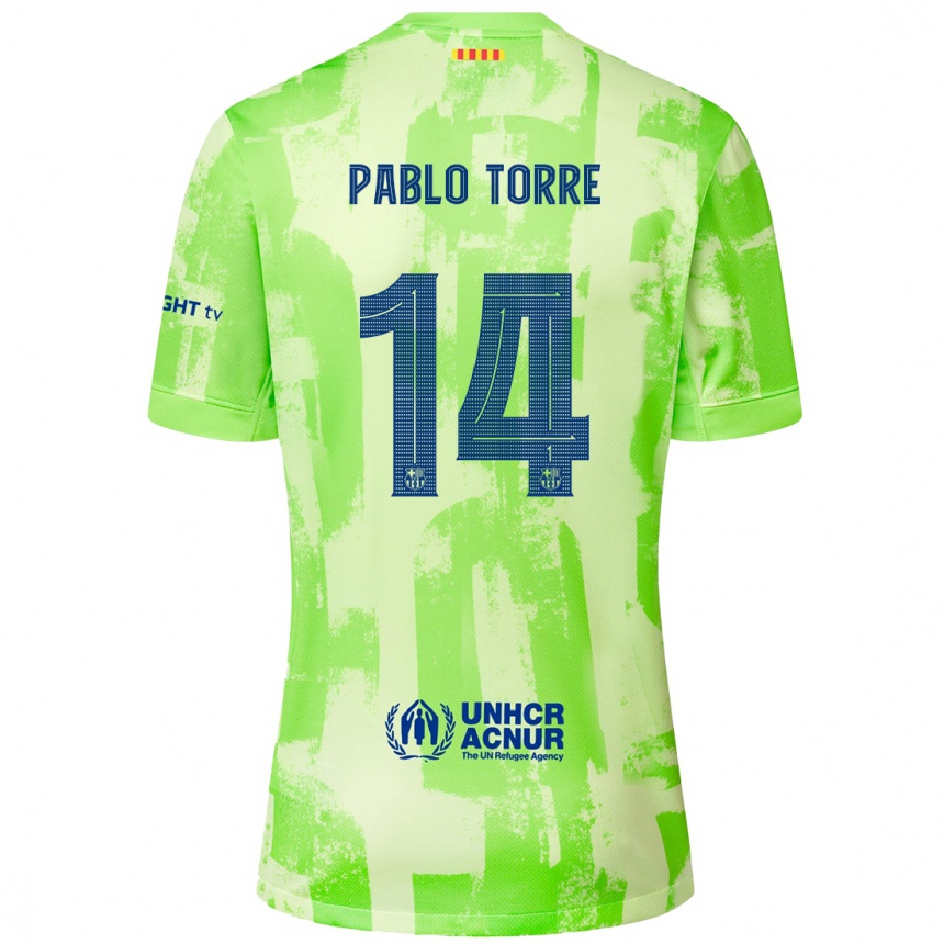 Kids Football Pablo Torre #14 Lime Third Jersey 2024/25 T-Shirt