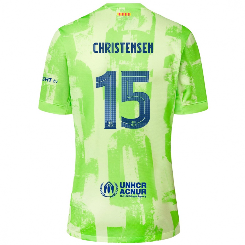 Kids Football Andreas Christensen #15 Lime Third Jersey 2024/25 T-Shirt