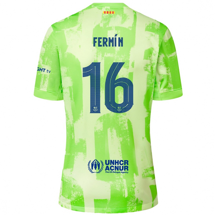 Kids Football Fermin Lopez #16 Lime Third Jersey 2024/25 T-Shirt