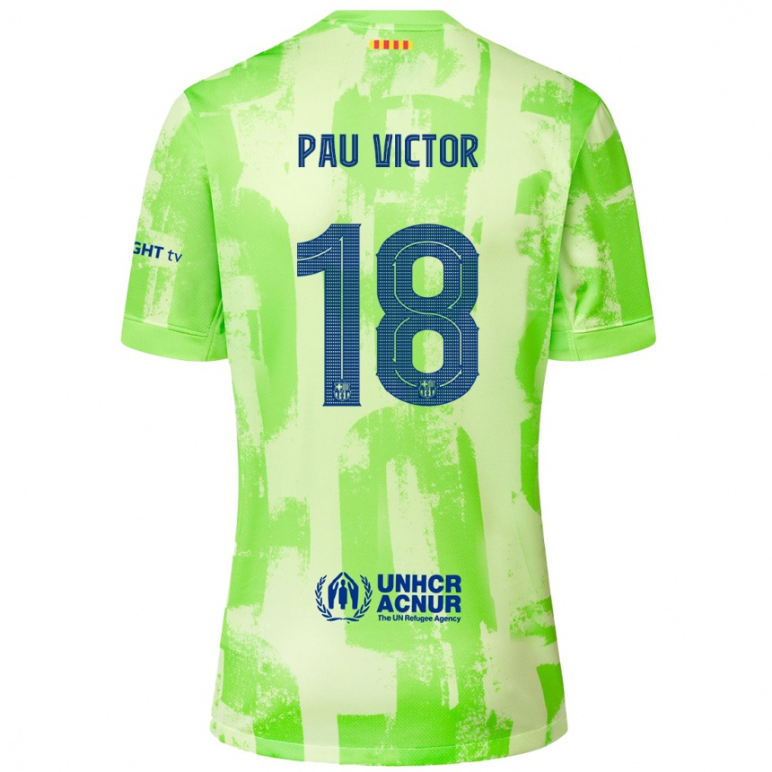 Kids Football Pau Víctor #18 Lime Third Jersey 2024/25 T-Shirt