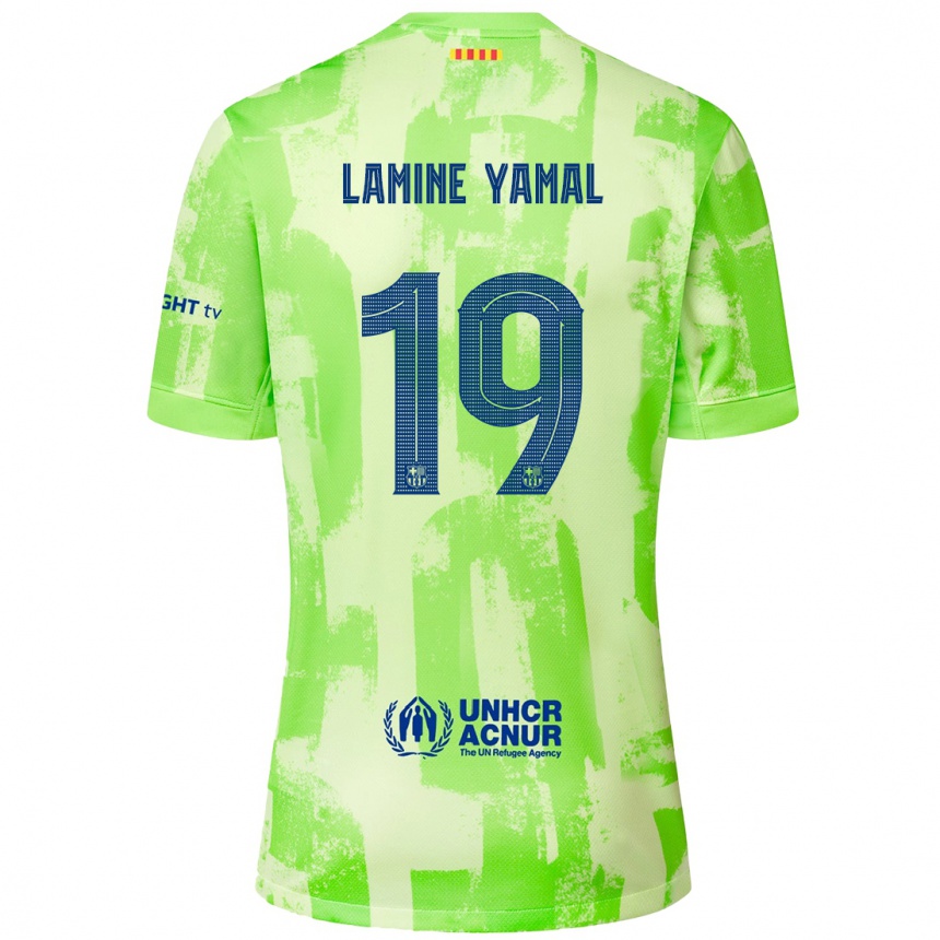 Kids Football Lamine Yamal #19 Lime Third Jersey 2024/25 T-Shirt