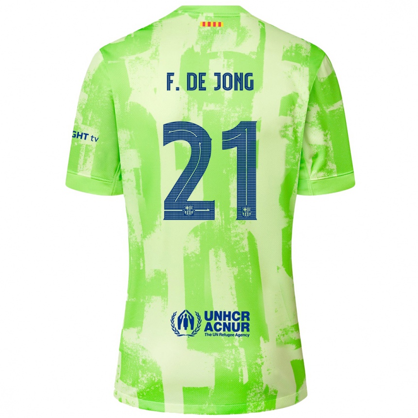 Kids Football Frenkie De Jong #21 Lime Third Jersey 2024/25 T-Shirt