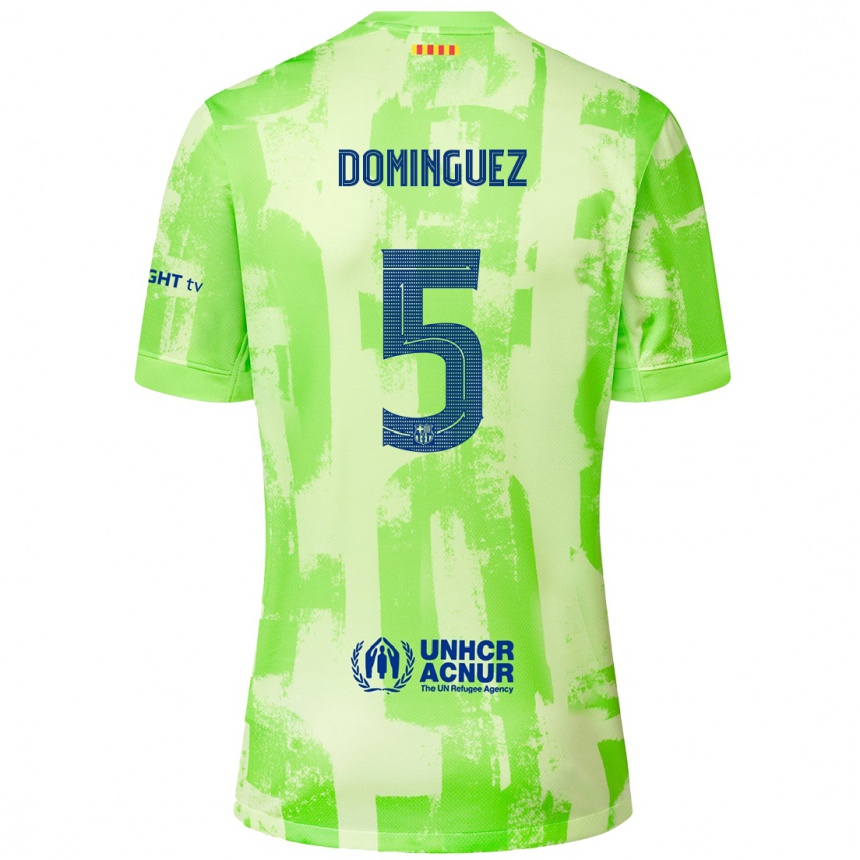 Kids Football Sergi Dominguez #5 Lime Third Jersey 2024/25 T-Shirt