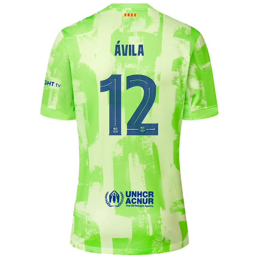 Kids Football Dani Ávila #12 Lime Third Jersey 2024/25 T-Shirt