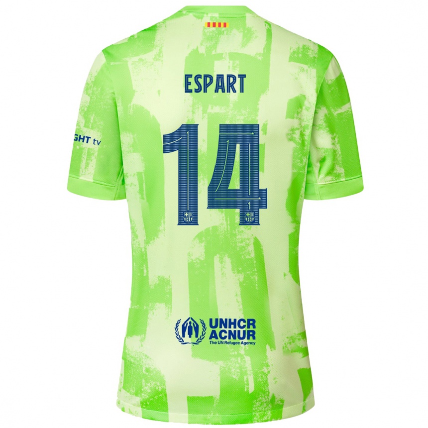 Kids Football Xavi Espart #14 Lime Third Jersey 2024/25 T-Shirt