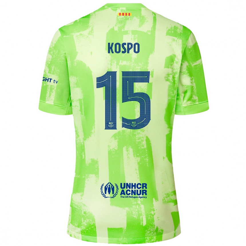 Kids Football Eman Kospo #15 Lime Third Jersey 2024/25 T-Shirt