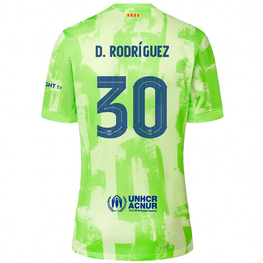 Kids Football Dani Rodríguez #30 Lime Third Jersey 2024/25 T-Shirt