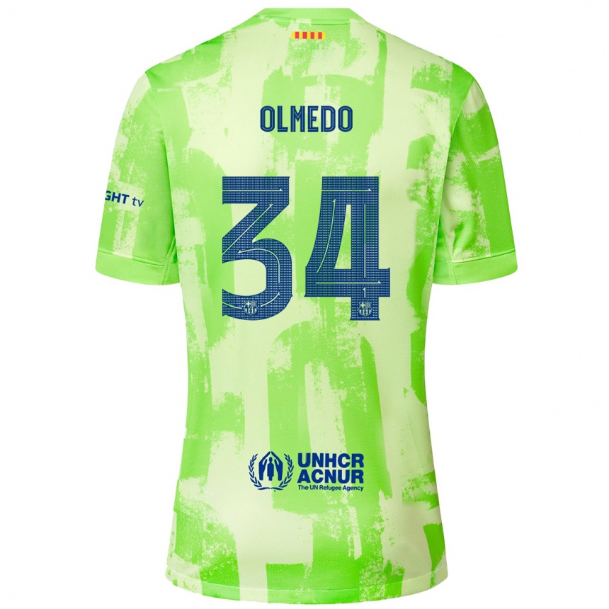 Kids Football Alexis Olmedo #34 Lime Third Jersey 2024/25 T-Shirt