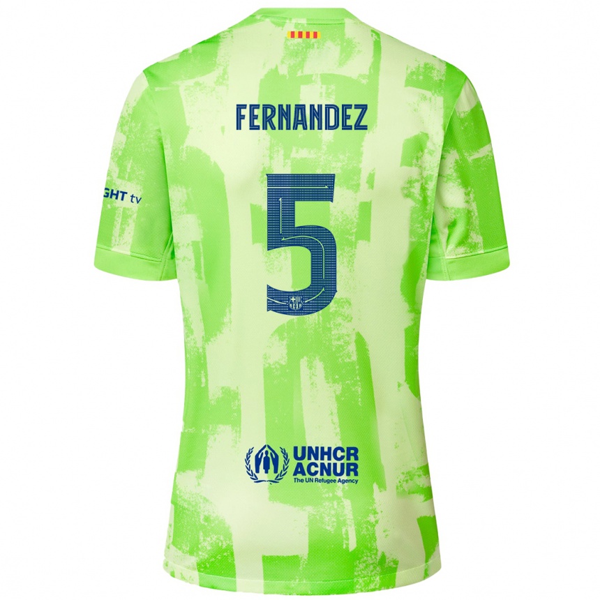 Kids Football Jana Fernández #5 Lime Third Jersey 2024/25 T-Shirt