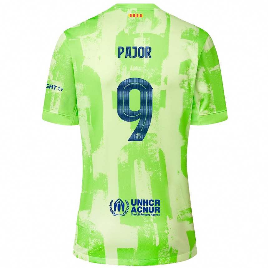 Kids Football Ewa Pajor #9 Lime Third Jersey 2024/25 T-Shirt