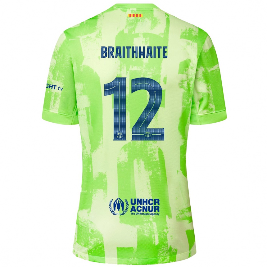 Kids Football Martin Braithwaite #12 Lime Third Jersey 2024/25 T-Shirt