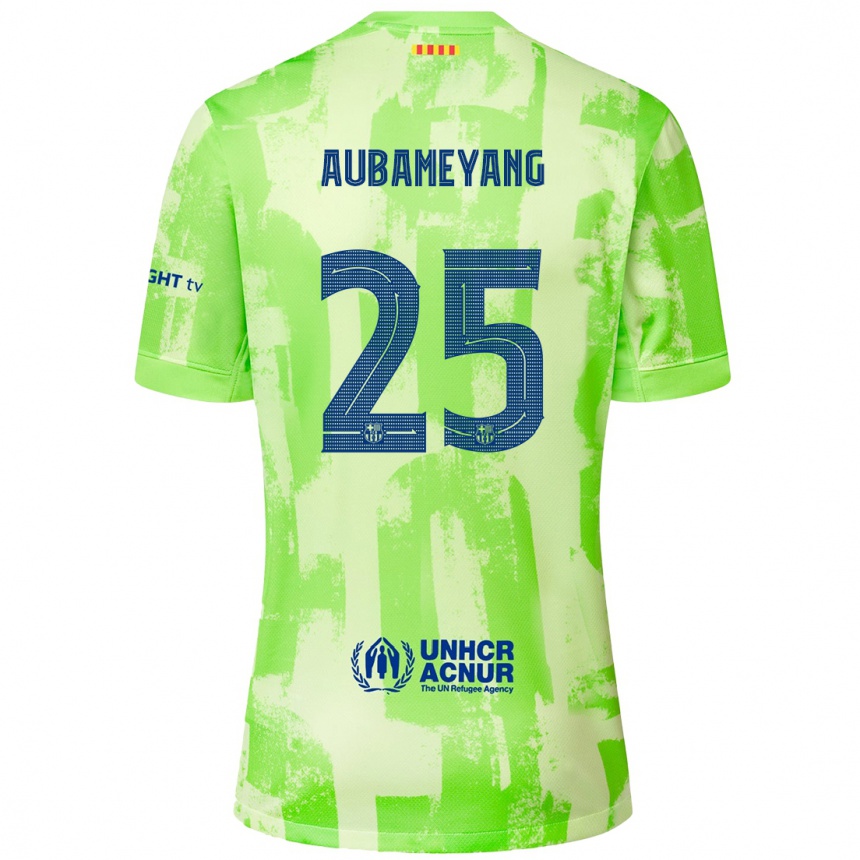 Kids Football Pierre Emerick Aubameyang #25 Lime Third Jersey 2024/25 T-Shirt