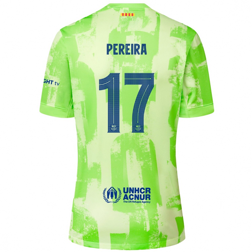 Kids Football Andrea Pereira #17 Lime Third Jersey 2024/25 T-Shirt