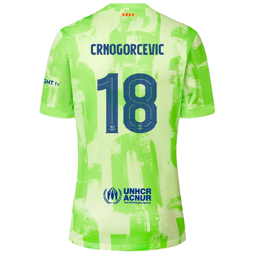 Kids Football Ana-Maria Crnogorcevic #18 Lime Third Jersey 2024/25 T-Shirt