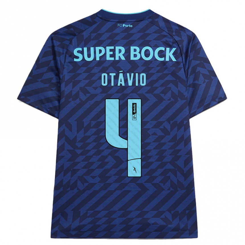 Kids Football Otávio #4 Navy Blue Third Jersey 2024/25 T-Shirt