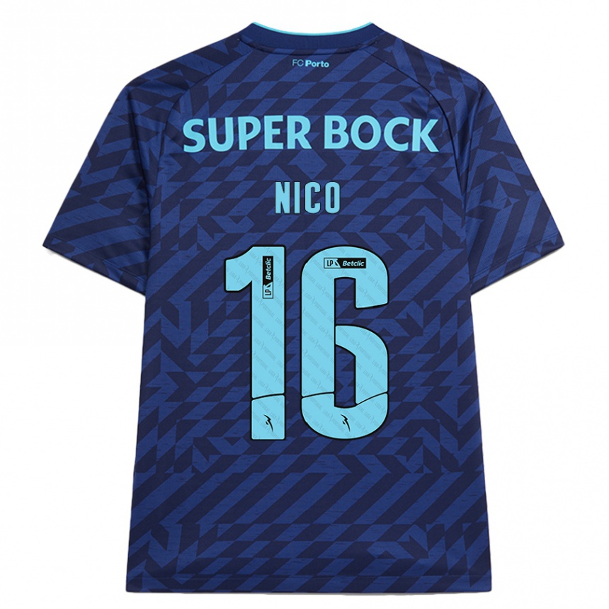 Kids Football Nico González #16 Navy Blue Third Jersey 2024/25 T-Shirt