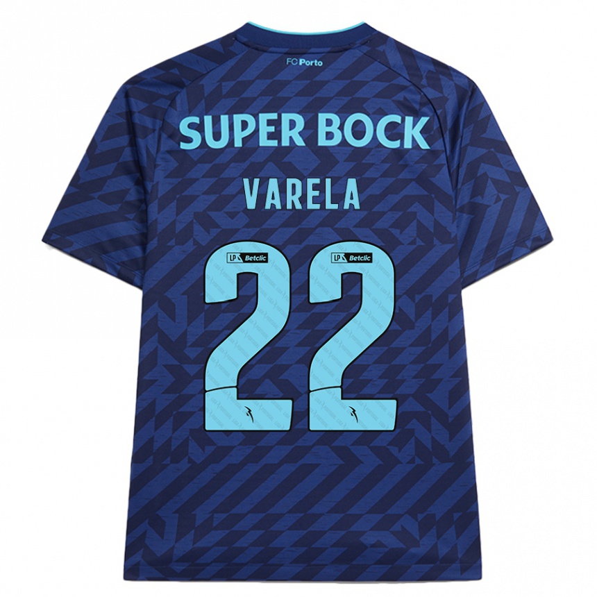 Kids Football Alan Varela #22 Navy Blue Third Jersey 2024/25 T-Shirt