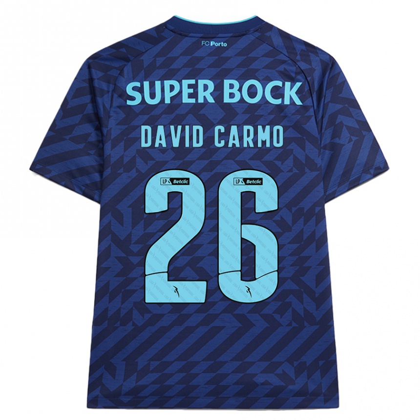 Kids Football David Carmo #26 Navy Blue Third Jersey 2024/25 T-Shirt