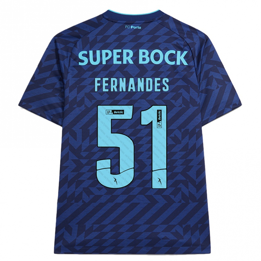 Kids Football Diogo Fernandes #51 Navy Blue Third Jersey 2024/25 T-Shirt