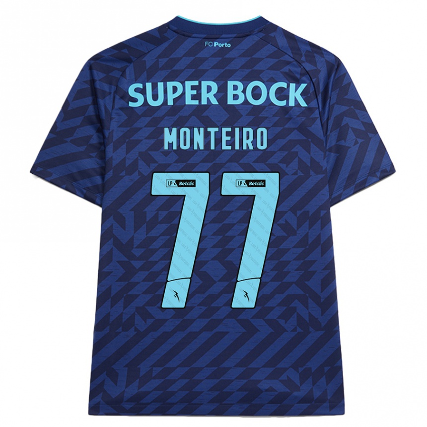 Kids Football Rui Monteiro #77 Navy Blue Third Jersey 2024/25 T-Shirt