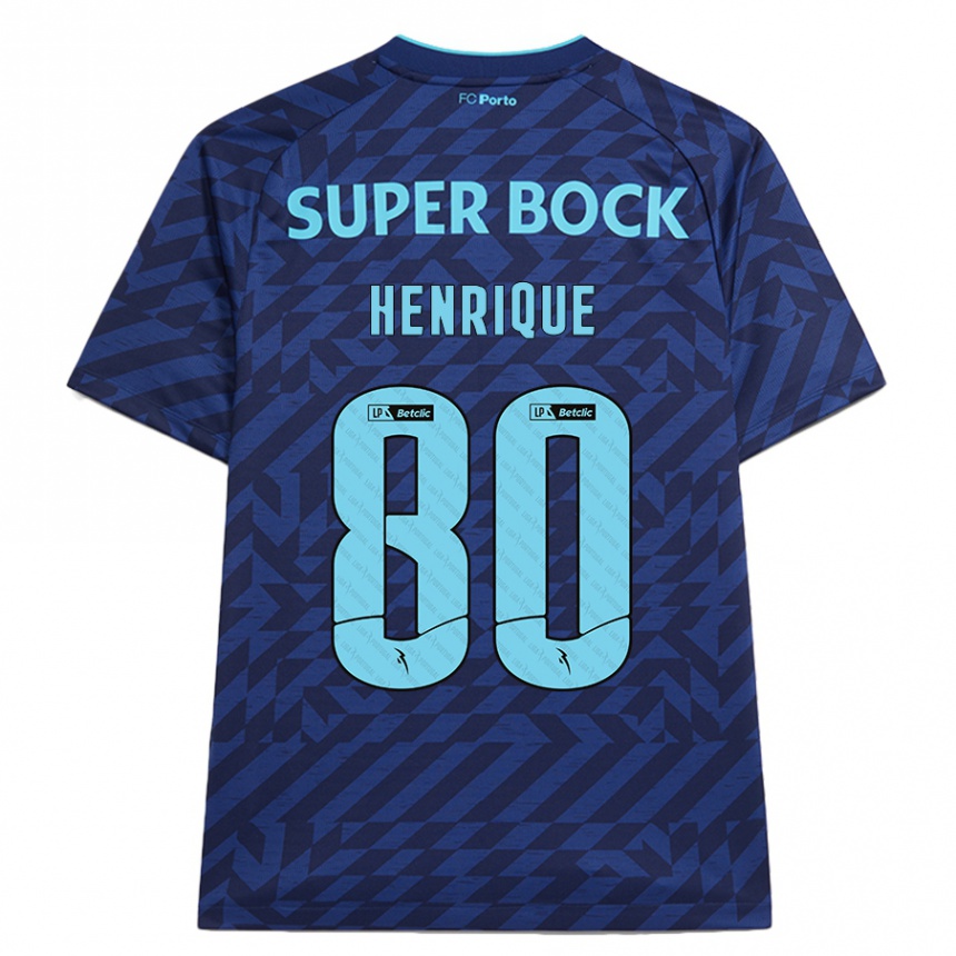 Kids Football Kaio Henrique #80 Navy Blue Third Jersey 2024/25 T-Shirt