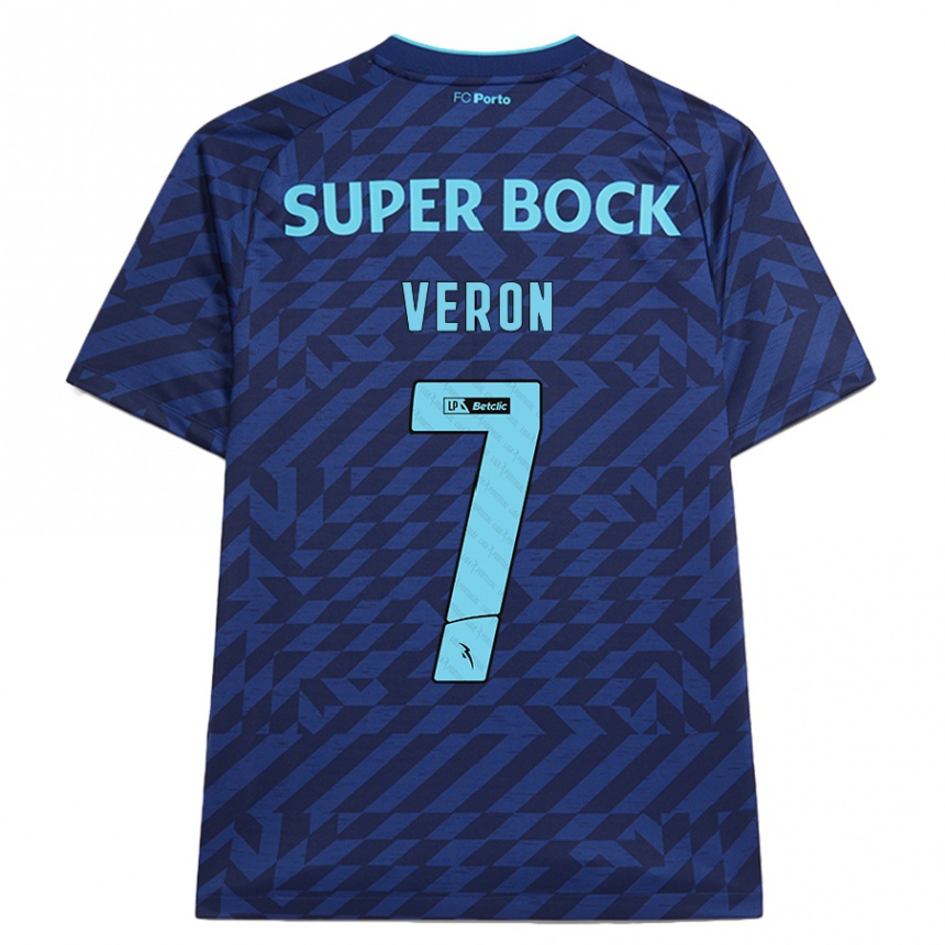 Kids Football Gabriel Veron #7 Navy Blue Third Jersey 2024/25 T-Shirt