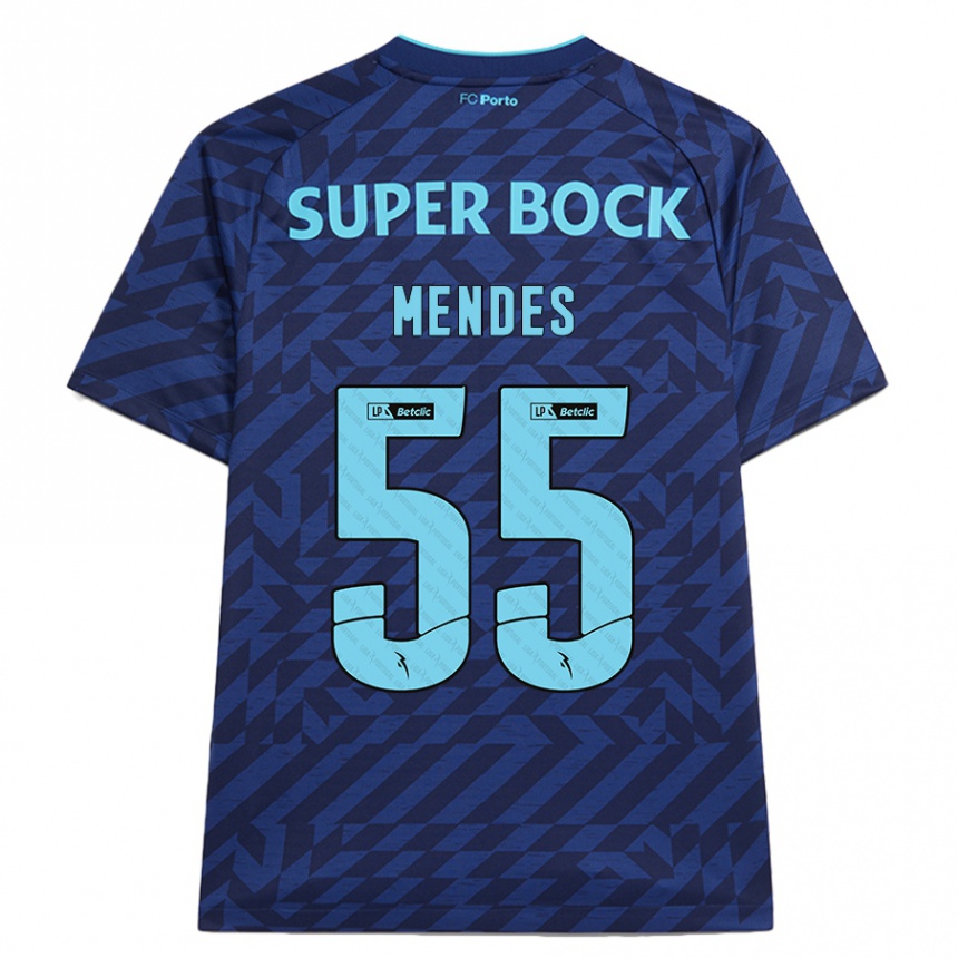 Kids Football João Mendes #55 Navy Blue Third Jersey 2024/25 T-Shirt