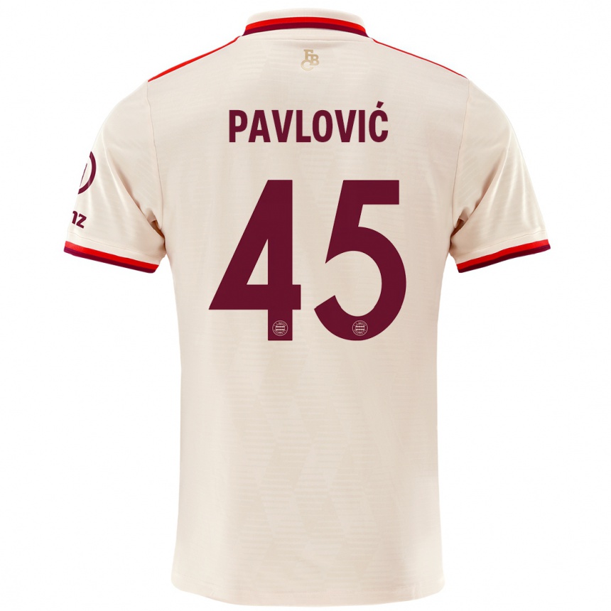 Kids Football Aleksandar Pavlovic #45 Linen Third Jersey 2024/25 T-Shirt