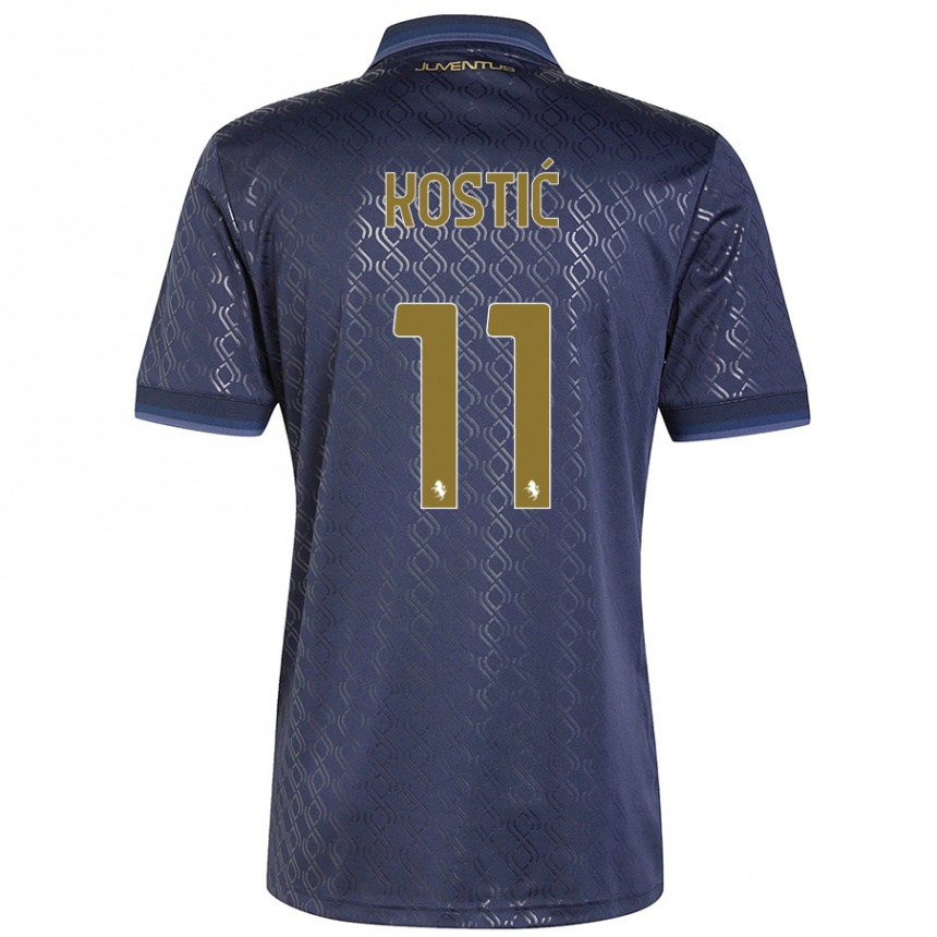 Kids Football Filip Kostic #11 Navy Blue Third Jersey 2024/25 T-Shirt