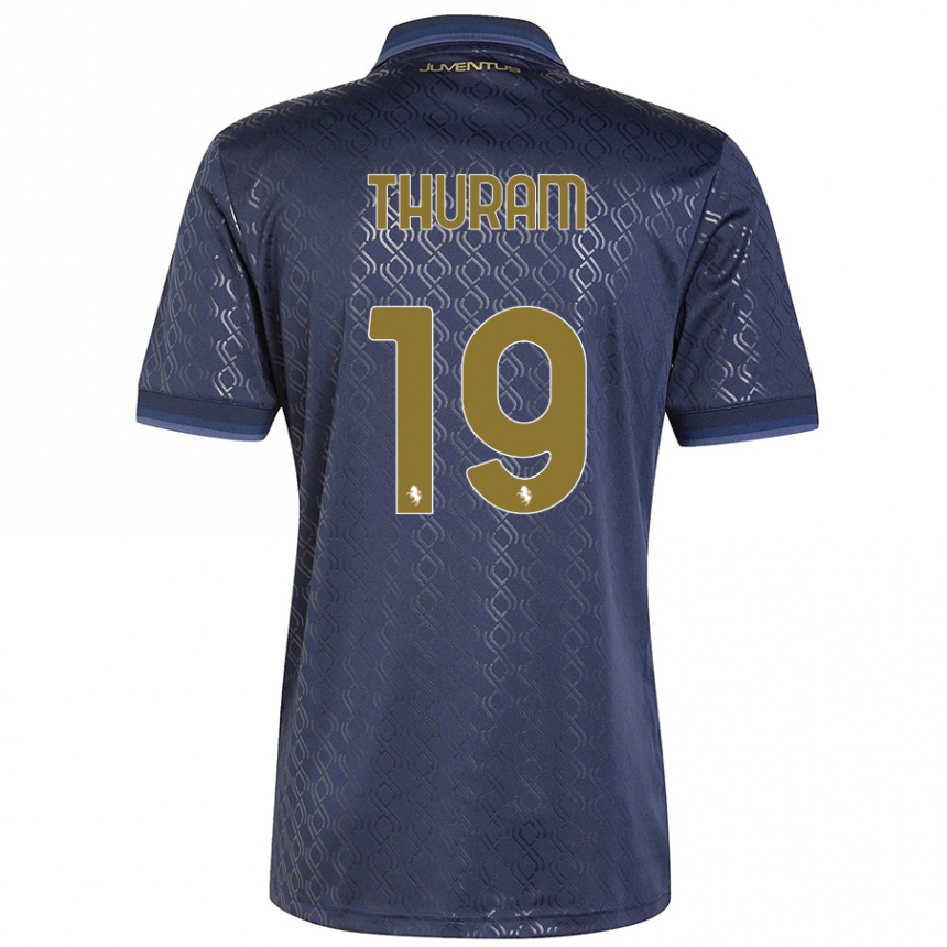 Kids Football Khéphren Thuram #19 Navy Blue Third Jersey 2024/25 T-Shirt