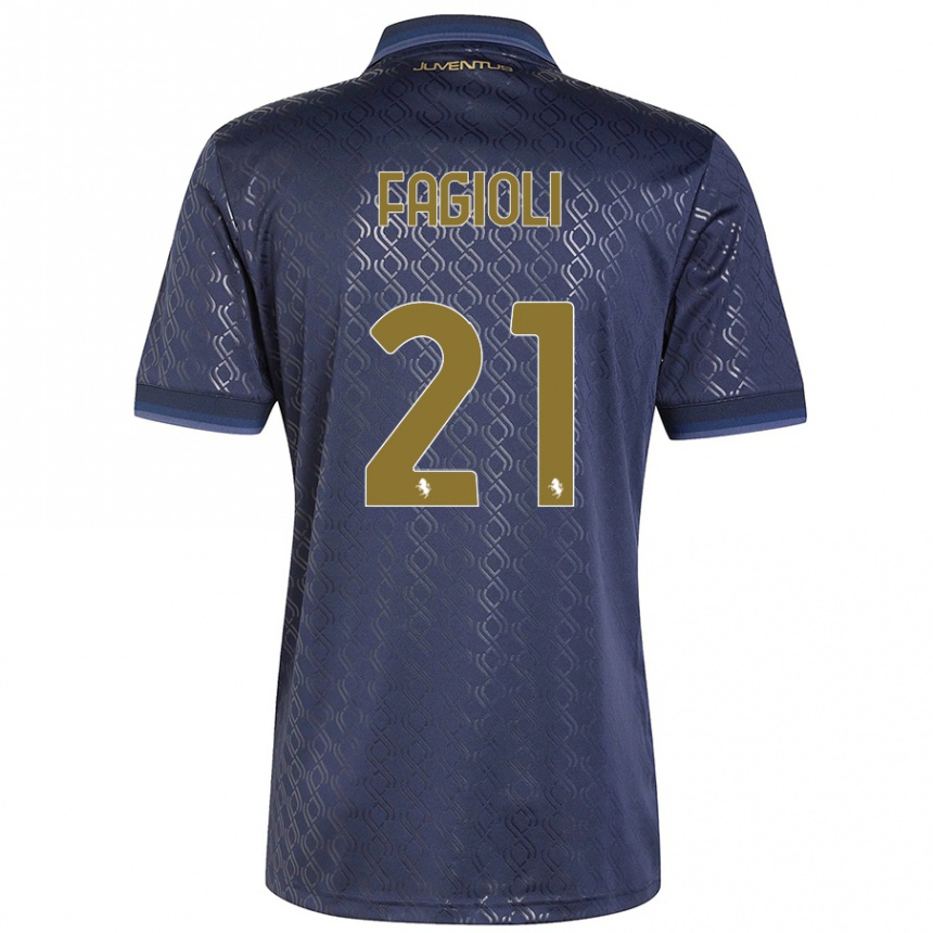 Kids Football Nicolo Fagioli #21 Navy Blue Third Jersey 2024/25 T-Shirt